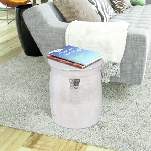 VidaXL Hammered Aluminium Stool Side Table Lamp Coffee Book Plant Stand End Bedside 1