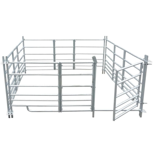 VidaXL 4-Panel Sheep Pen Sheep Hurdles with Lock Galvanised Steel 183 x 183 x 92 cm 1