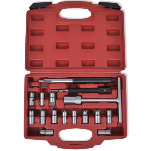 VidaXL vidaXL 17 pcs Diesel Injector Seat Cutter Set Garage Car Vehicle Hand Tool 2