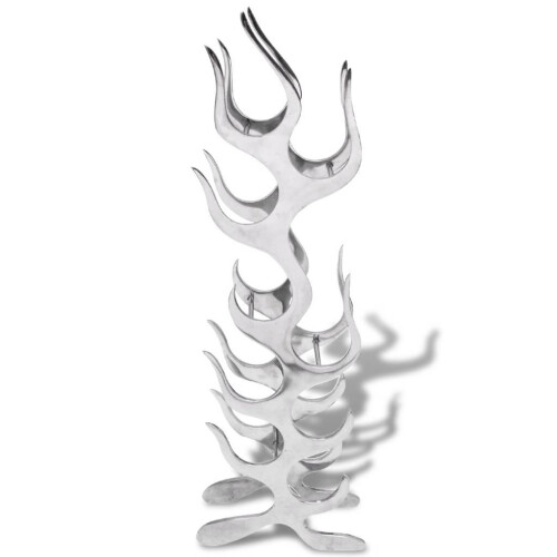 VidaXL vidaXL Wine Rack Flame Shape Holder Floor Standing Aluminium Silver 9 Bottles 1