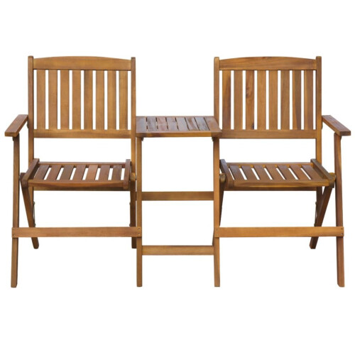 VidaXL vidaXL Folding Garden Bench Seat Furniture with Tea Table Solid Acacia Wood 1