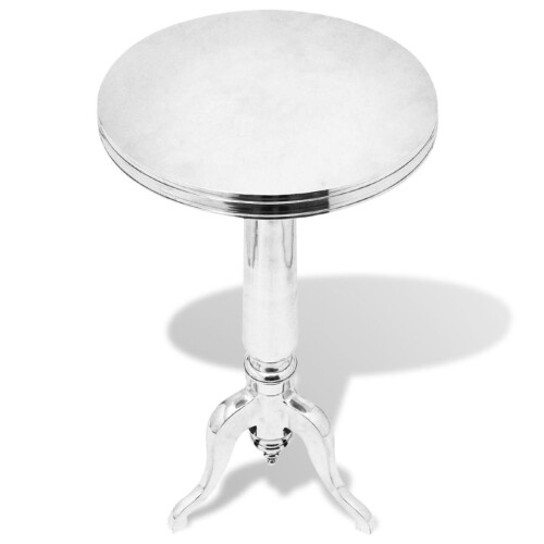 VidaXL vidaXL Side Table Round Aluminium Silver End Accent Coffee Stand Bedroom Rack 1