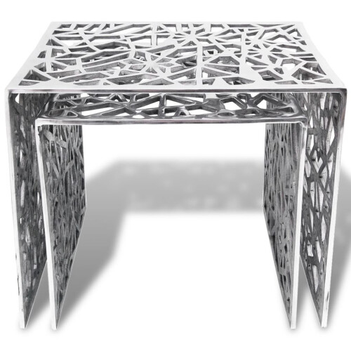 VidaXL vidaXL Two Piece Side Console End Small Coffee Tables Square Aluminium Silver 2