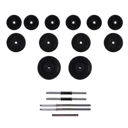 VidaXL vidaXL Barbell+2 Dumbbell Set 30.5kg Workout Home Gym Fitness Weightlifting 2