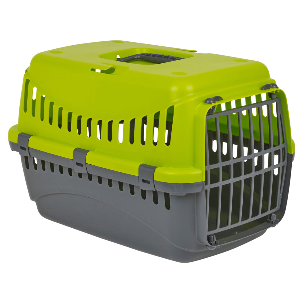 (Green) Plastic Pet Carrier with Detachable Roof + Handle