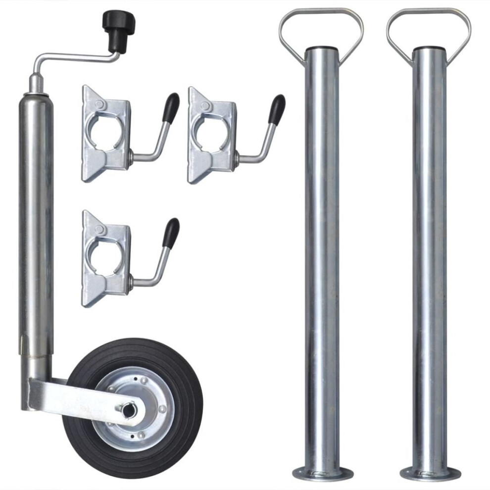 Vidaxl 48 Mm Jockey Wheel With 2 Support Tubes & 3 Split Clamps Cargo Trailer