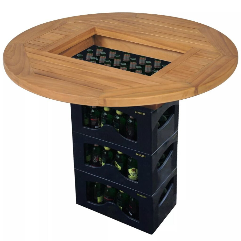 Vidaxl Teak Beer Crate Tabletop 70 Cm Outdoor Wine Cider Storage Party Table