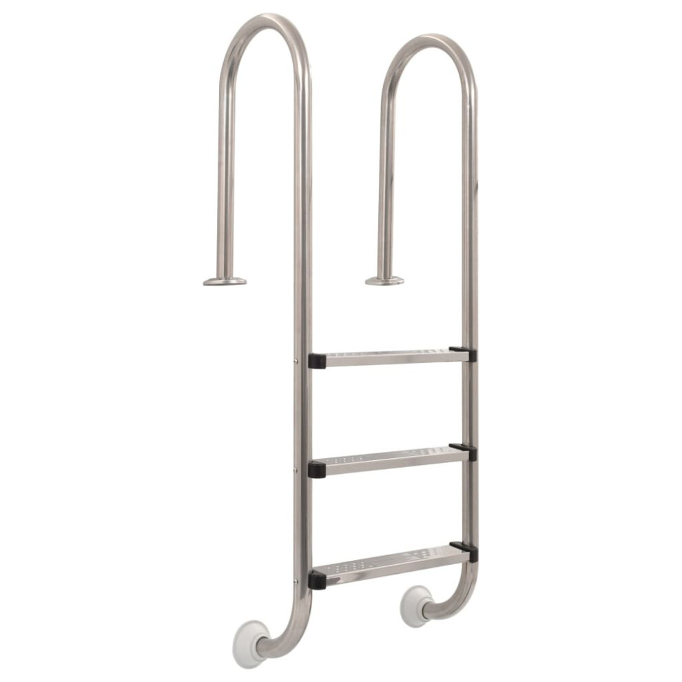 vidaXL Pool Ladder 3 Steps Stainless Steel 304 120cm Non-Slip Swimming Dock