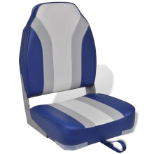 vidaXL Foldable Boat Chair with High Backrest - Waterproof Blue/White Marine Seat 90773