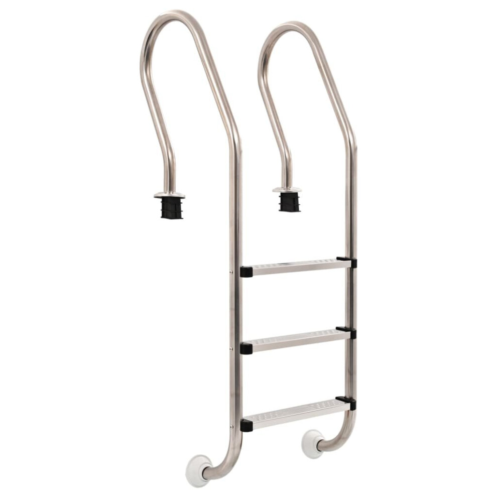 vidaXL Pool Ladder 3 Steps Stainless Steel 304 120cm Non-Slip Swimming Dock