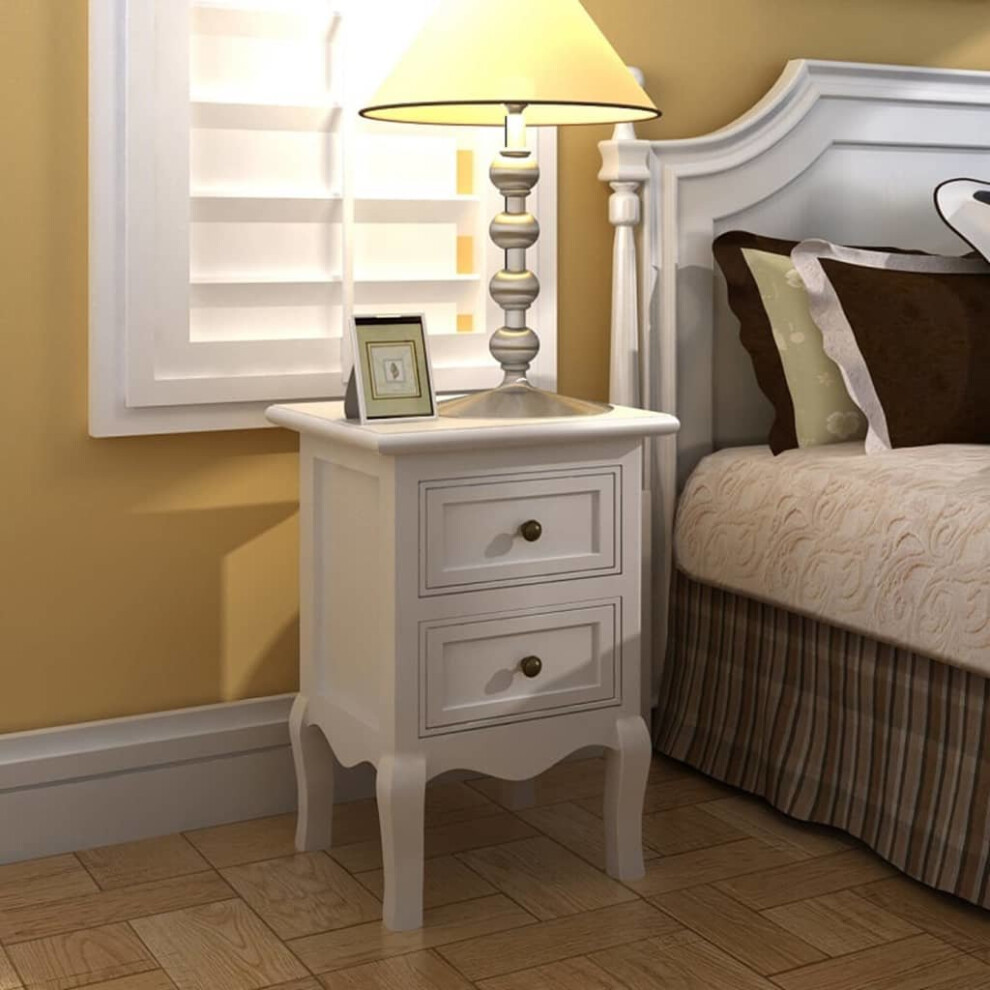 Vidaxl 4X Nightstands With 2 Drawers Mdf Bedroom Bedside Table Cabinet White
