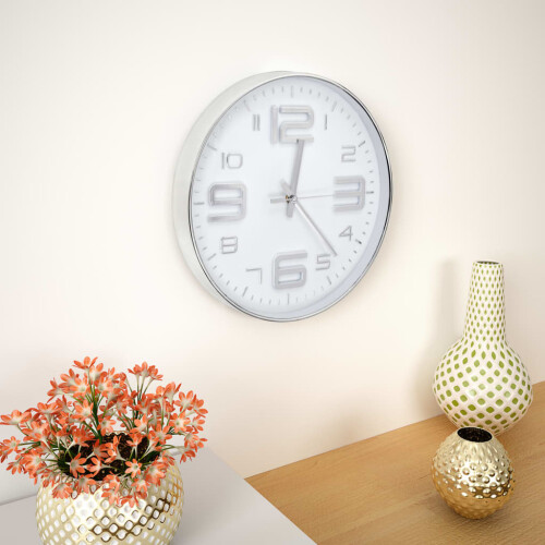 VidaXL vidaXL Wall Clock 30cm Silver Home Office Living Room Timer Decoration Decor 1
