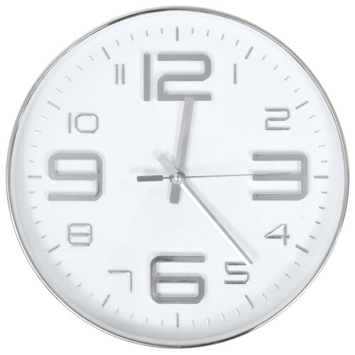VidaXL vidaXL Wall Clock 30cm Silver Home Office Living Room Timer Decoration Decor
