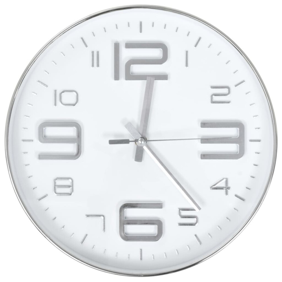 Vidaxl Wall Clock 30Cm Silver Home Office Living Room Timer Decoration Decor