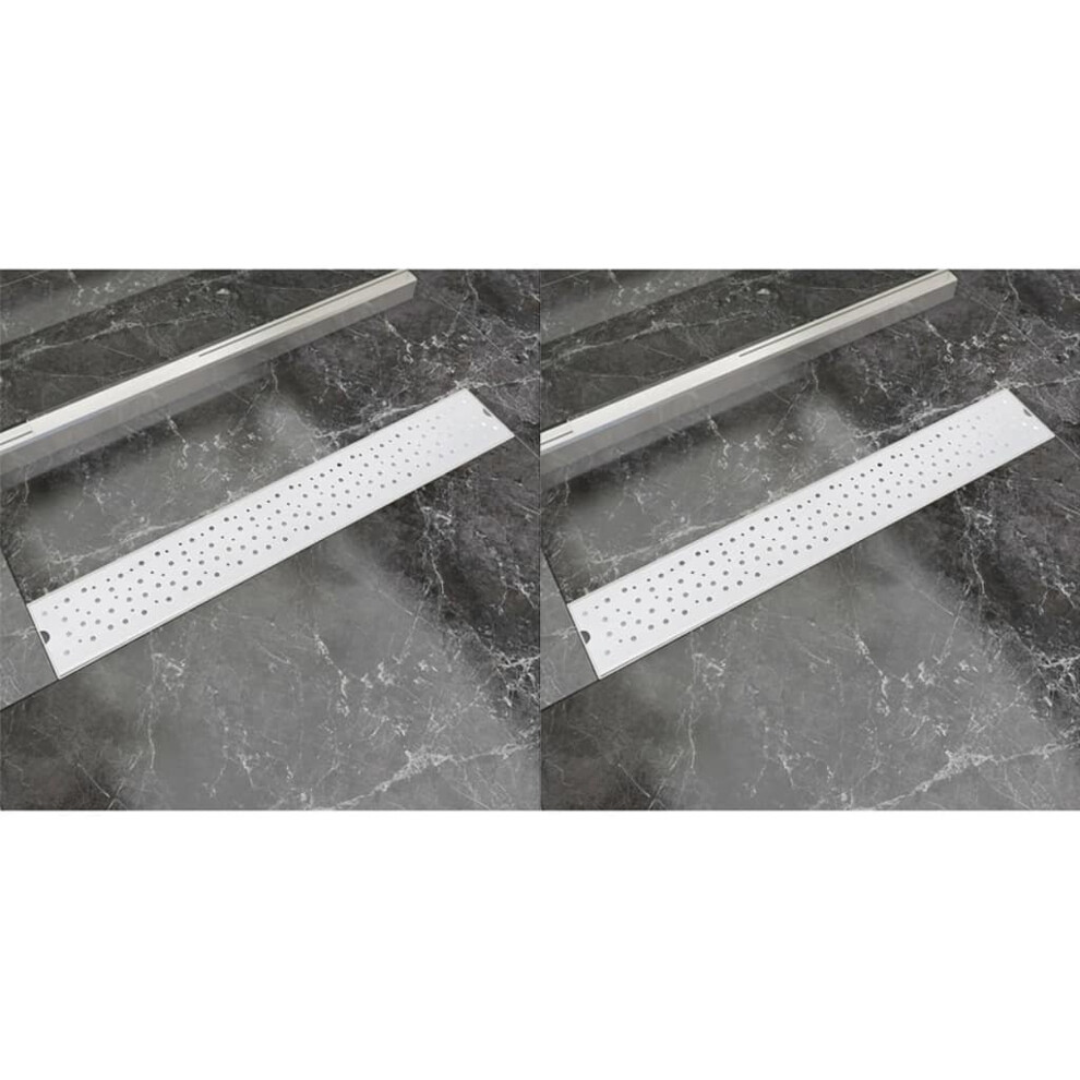 vidaXL 2x Linear Shower Drain Bubble 730x140mm Stainless Steel Floor Channel