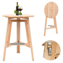 vidaXL Foldable Bar Table 78cm Fir Wood Side End Coffee Dining Breakfast Stand