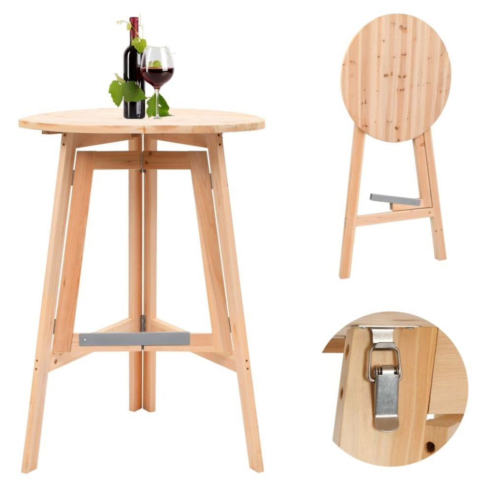 vidaXL Foldable Bar Table 78cm Fir Wood Side End Coffee Dining Breakfast Stand