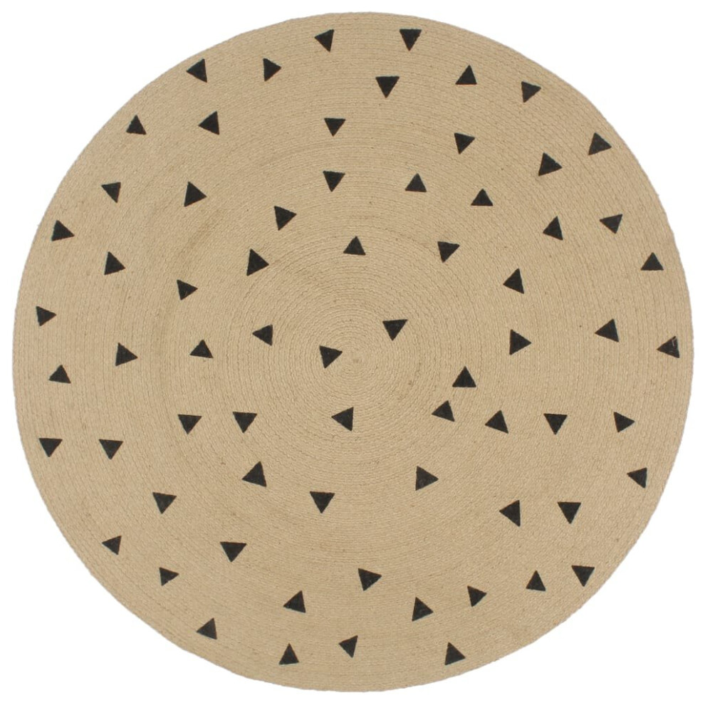 Vidaxl Handmade Rug Jute With Triangle Print 150Cm Room Floor Protector Carpet