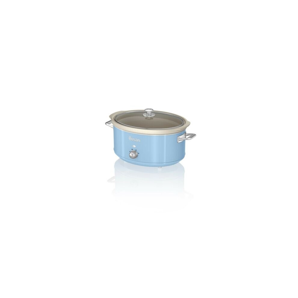 (Swan 6.5L Slow Cooker Retro Blue) Swan SF17031GRN Retro Slow Cooker With 3 Temperature Settings, Keep Warm Function, 6.5L, 320W