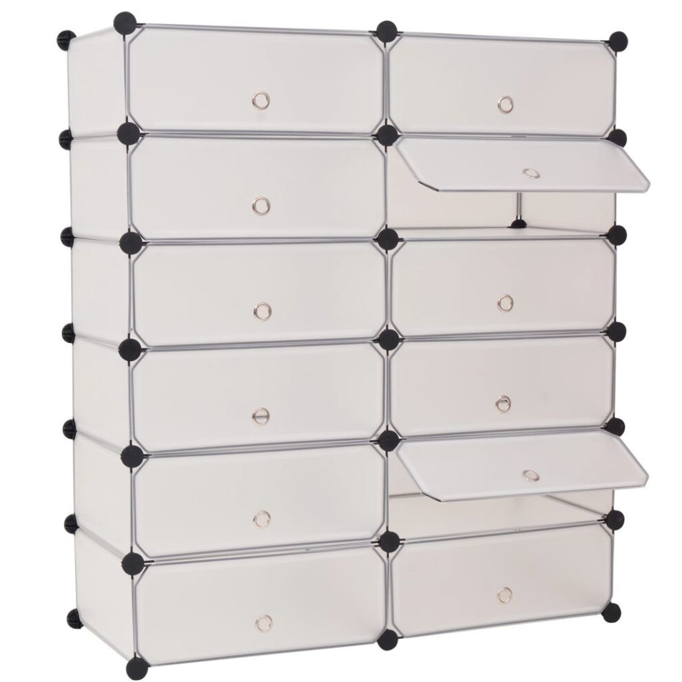 Vidaxl Interlocking Shoe Organiser With 12 Compartments Footwear Rack White
