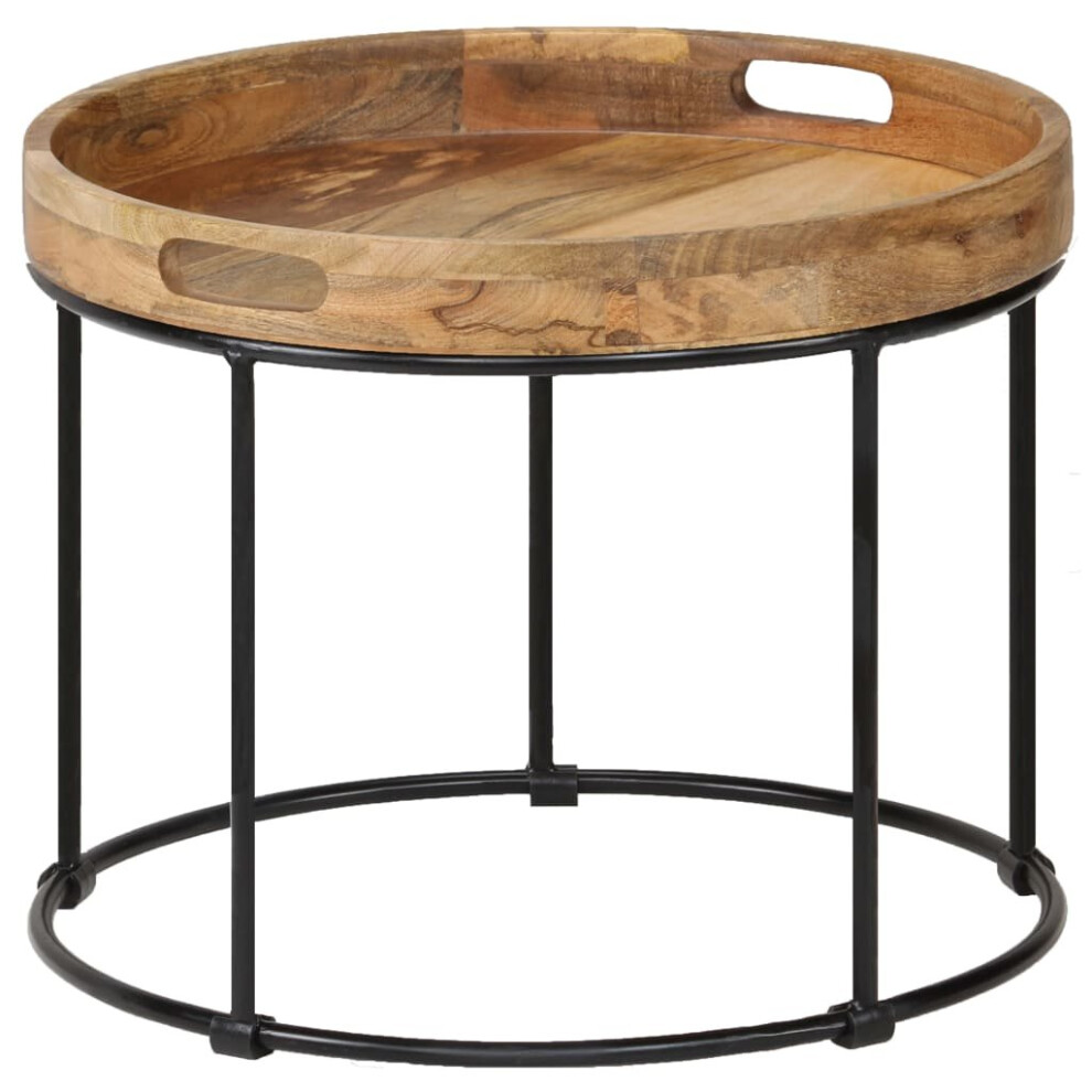 Vidaxl Solid Mange Wood And Steel Coffee Table 50X40cm Home Furniture Stand