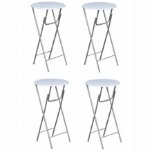 vidaXL 4x Bar Tables with MDF Tabletop White Foldable Bistro Furniture Desk