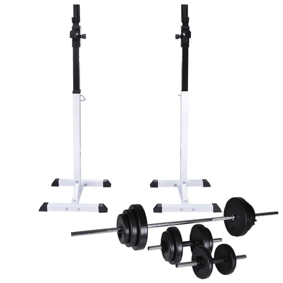 Vidaxl Barbell Squat Rack With Barbell And Dumbbell Set 30.5Kg Stand Holder