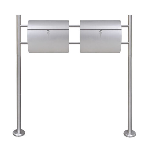 VidaXL Double Mailbox on Stand Stainless Steel 1