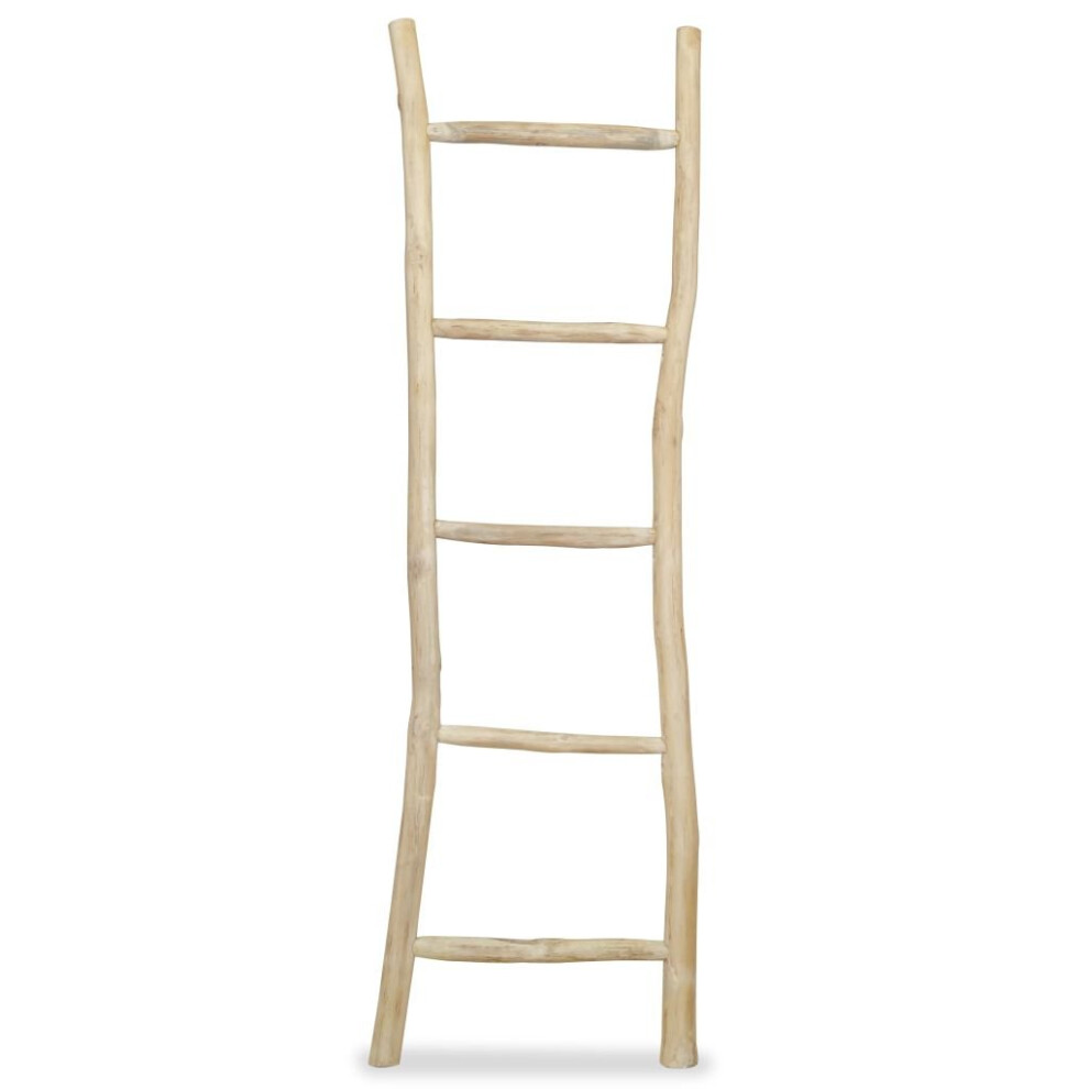 Vidaxl Teak Towel Ladder With 5 Rungs 45X150cm Natural Rack Holder Bathroom