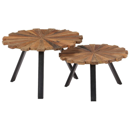 VidaXL vidaXL 2x Coffee Tables Solid Reclaimed Wood Couch Side End Tea Stand Table