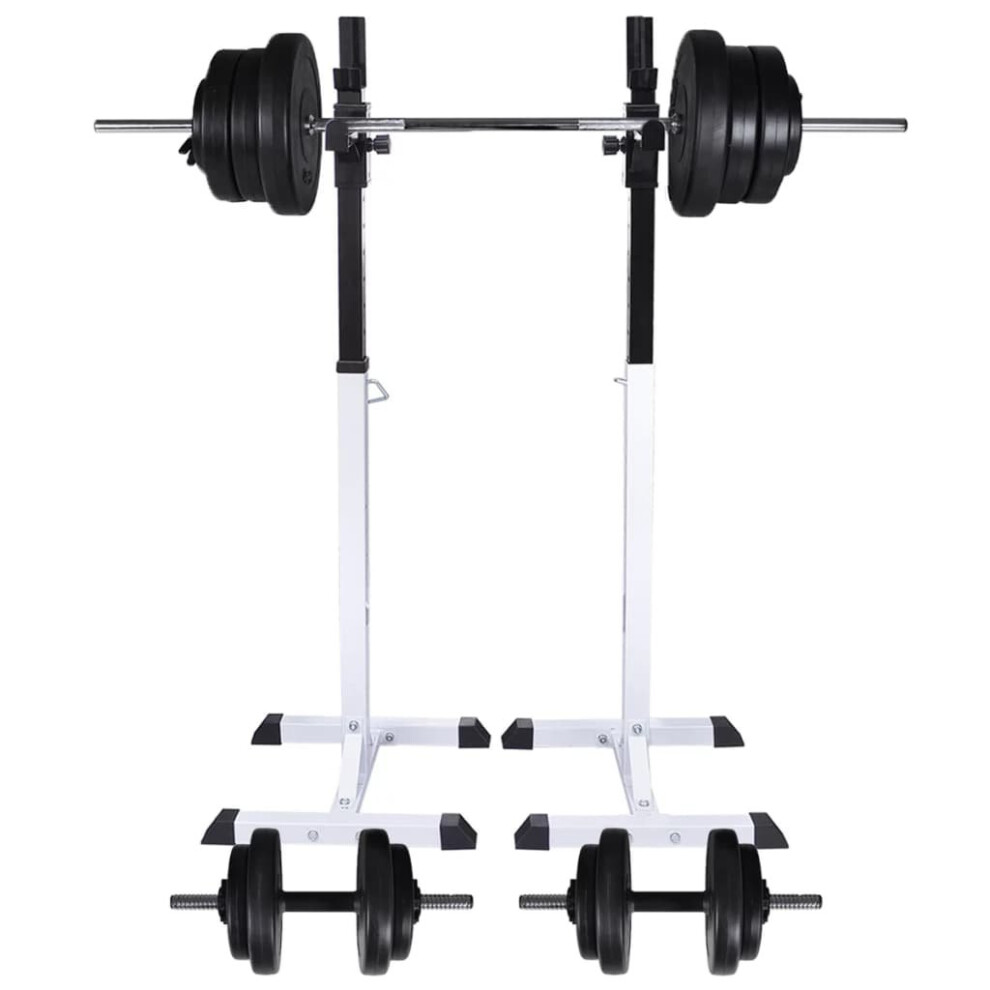 vidaXL Barbell Squat Rack with Barbell and Dumbbell Set 60.5kg Stand Holder