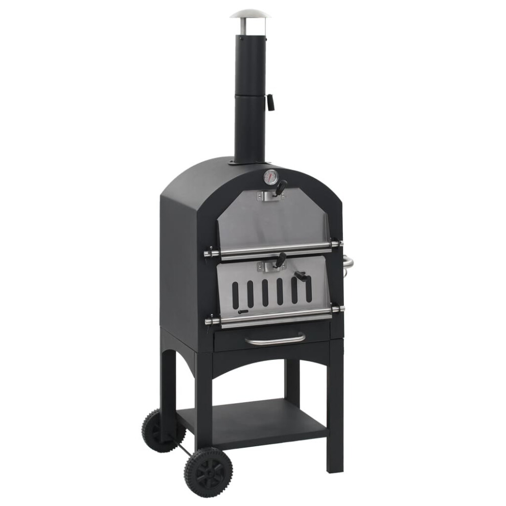 Vidaxl Charcoal Fired Outdoor Pizza Oven With Fireclay Stone Garden Cooker