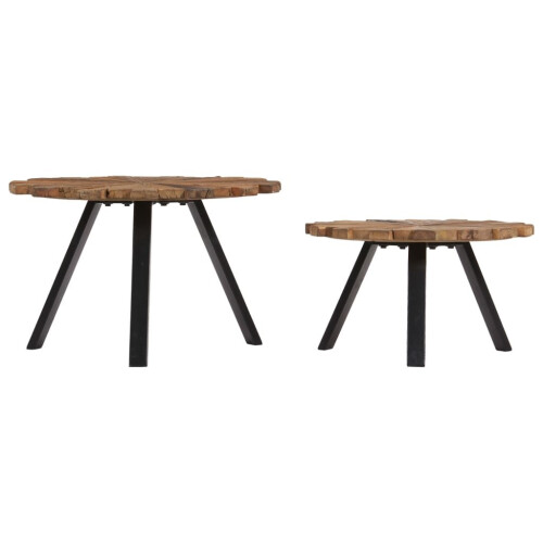 VidaXL vidaXL 2x Coffee Tables Solid Reclaimed Wood Couch Side End Tea Stand Table 1