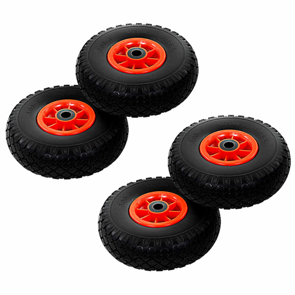 vidaXL 4x Sack Truck Wheels Solid PU 3.00-4 (260x85) Cart Wagon Trolley Tyre