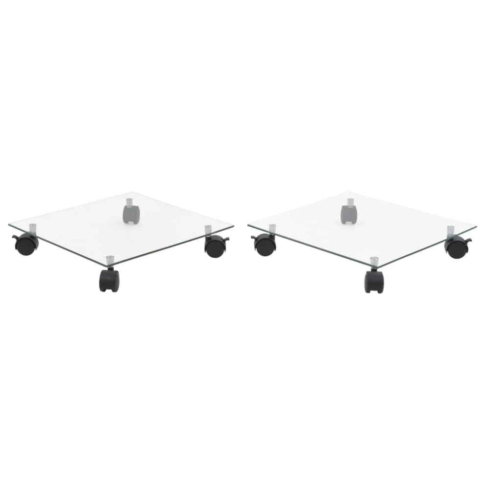 vidaXL Plant Rollers - Tempered Glass - 35x35 cm - Square - Clear - 2 pcs - Image 2