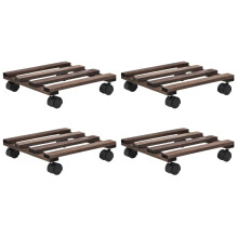 vidaXL 4x Plant Rollers Cedar Wood 25x25cm Pot Stand Carrier Planter Dollies
