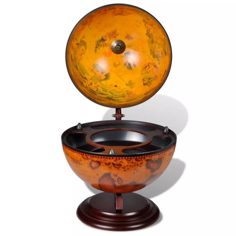Vidaxl Tabletop Globe Bar Wine Stand Eucalyptus Wood Liquor Bottle Holder