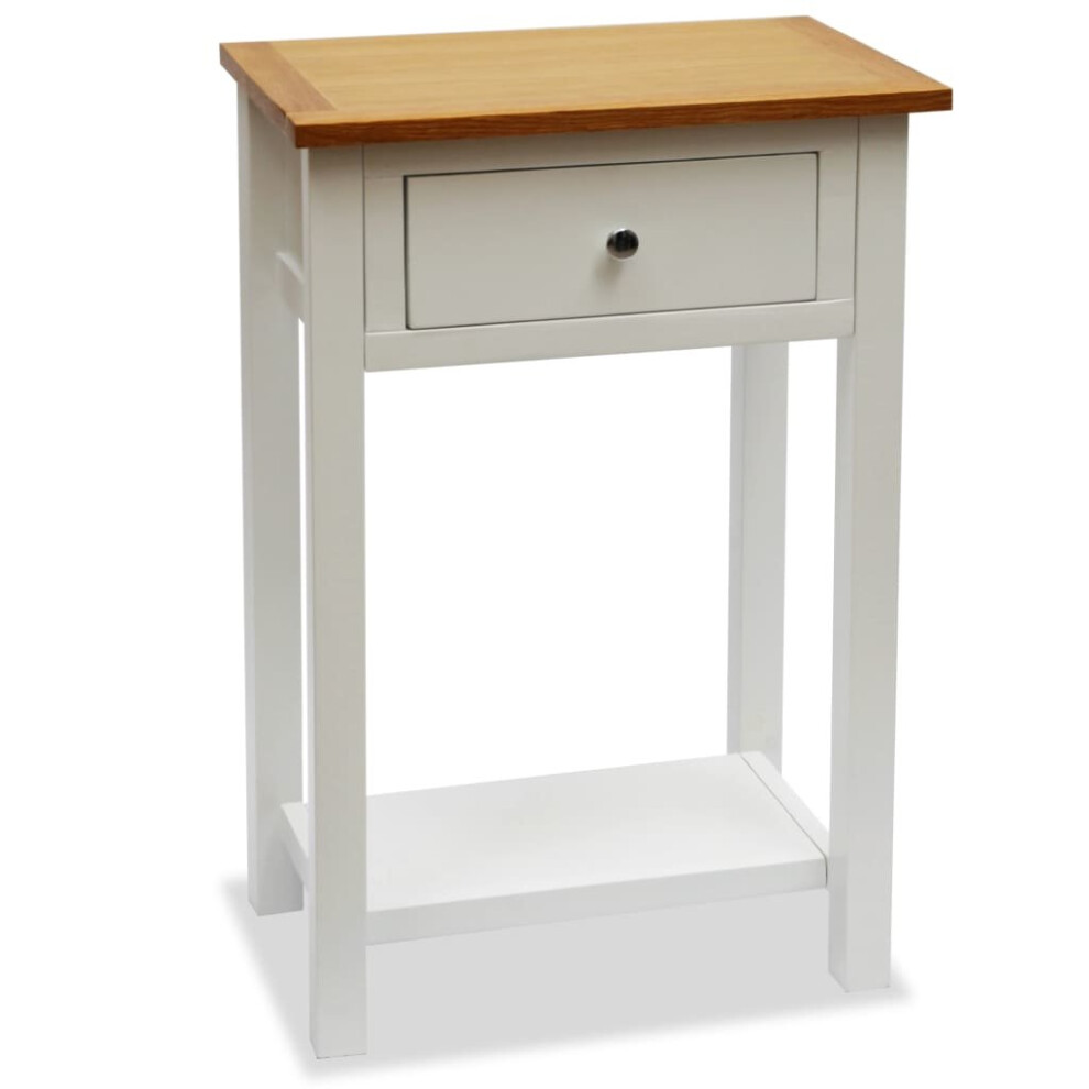 Photos - Dining Table VidaXL Solid Oak Wood End Table Home Side Accent Display Telephone Tea Stand White 247048 