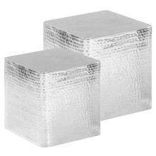 vidaXL 2x Coffee Tables Silver Aluminium Living Room Furniture Telephone Stand