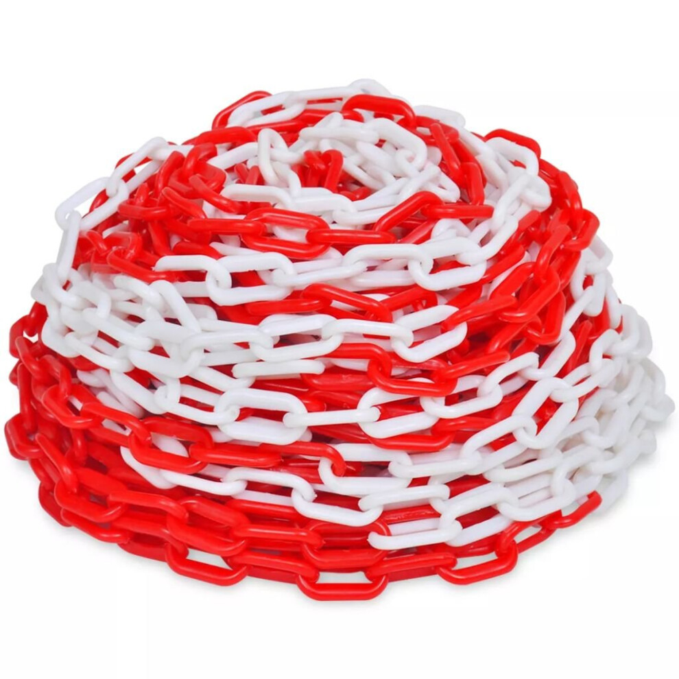 vidaXL Warning Chain Red and White 30m Plastic Warehouse Caution Safe Barrier