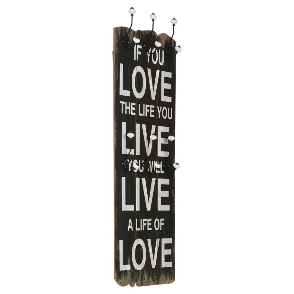 vidaXL Wall-mounted Coat Rack with 6 Hooks 120x40cm LOVE LIVE Hanger Holder