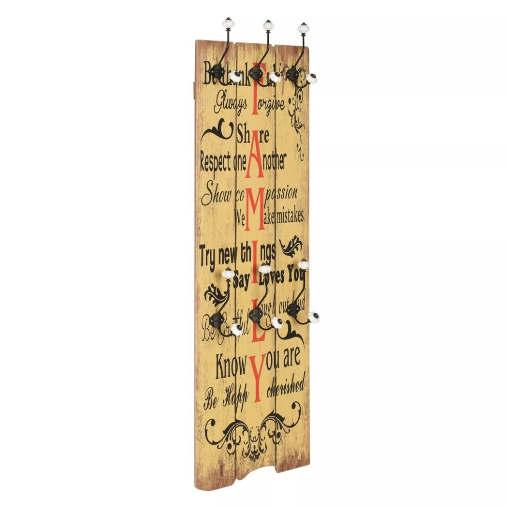 Vidaxl Wall-Mounted Coat Rack With 6 Hooks 120X40cm Family Board Hanger Holder