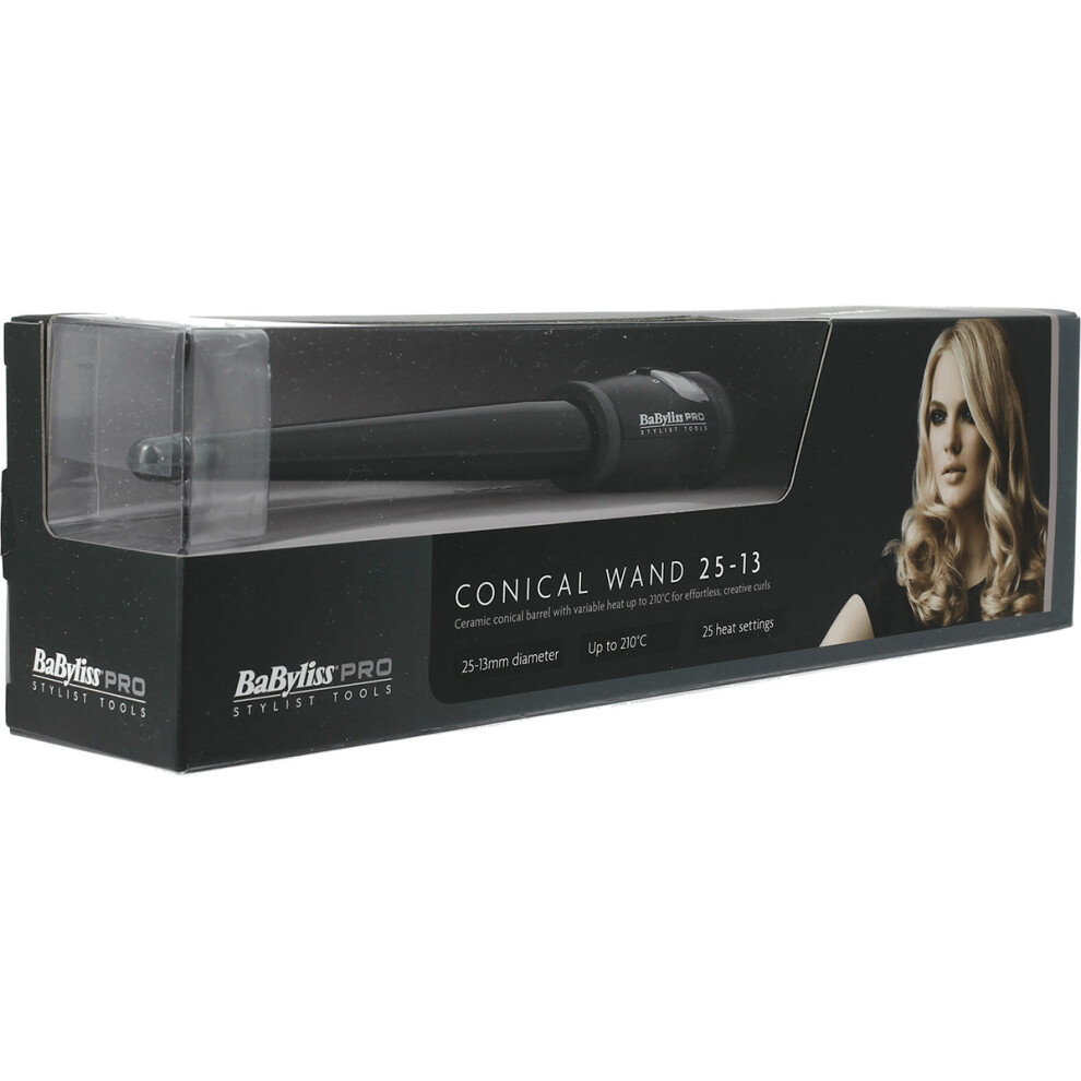 Babyliss Black Pro Dial A Heat Conical Wand 25-13Mm
