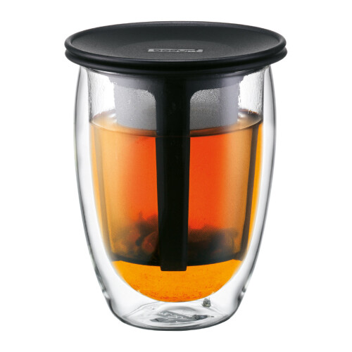 Bodum Bodum Tea for One Double Wall Glass with Tea Strainer Black