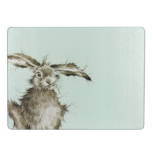 Wrendale Hare Worktop Saver - Textured Glass, 40x30 cm, Heat Resistant to 150C, Non-Slip Feet, Chopping/Serving & Hot Pan Rest X0019118892