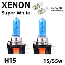 2x H15 15/55W DRL Main Beam Headlight Super White Bulbs Xenon
