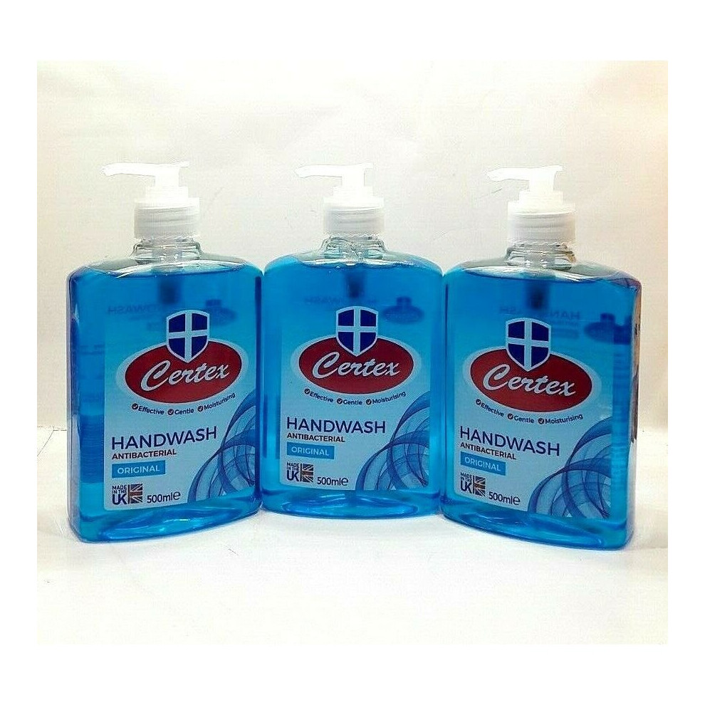 Certex 3 Pcs Original Antibacterial Hand Wash 500Ml Gentle Pump Liquid Soap
