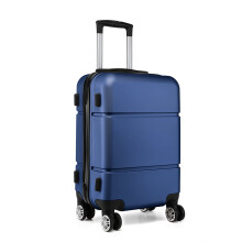 (Blue) 20 Inch Hard Shell ABS Cabin Suitcase 4 Wheels Hand Luggage One Piece