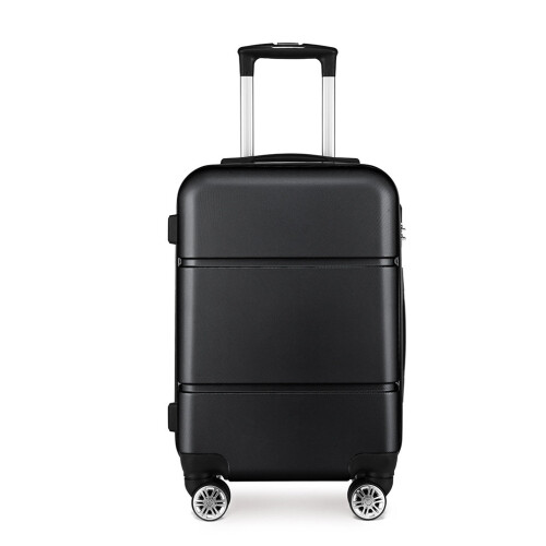 (Black) 20 Inch Hard Shell ABS Cabin Suitcase 4 Wheels Hand Luggage on