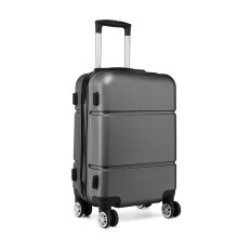 (Grey) 20 Inch Hard Shell ABS Cabin Suitcase 4 Wheels Hand Luggage One Piece
